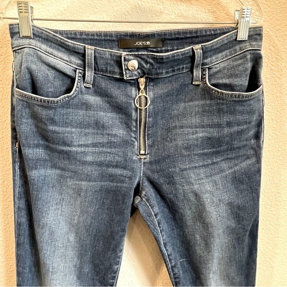 Joe’s women Dk blue mid rise skinny ankle jeans zip pull loop, The Icon, sz 30 - Picture 3 of 16